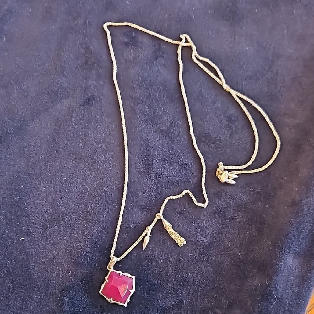 Kendra Scott rose gold tone necklace with red pendant